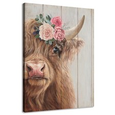 Yelash Highland Cow Canvas Wall Art Farmhouse Animal Picture Wall Decor, Funn...