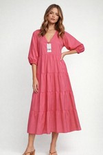 ZARA POPLIN PANELLED DRESS NEON FUCHSIA NEW SS22 SIZES XS REF. 0881/320