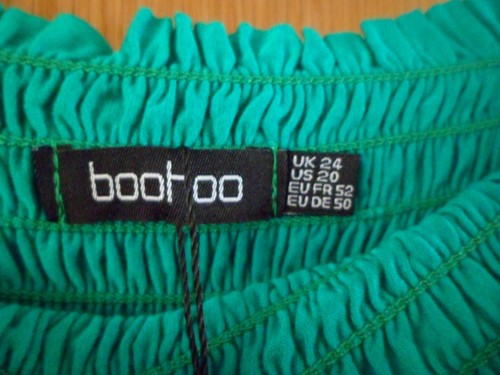 NWT BOOHOO SZ 24 STRAPLESS SHEER ELASTIC BODICE MAXI STRETCH DRESS GREEN - Picture 2 of 3