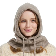 100 Merino Wool Balaclava for Women  Men Winter Warm Knit Hooded Scarf Hood...