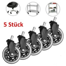 5er Set Bürostuhlrollen 10mm Hartbodenrolle leise Stuhl Drehstuhl Hart Spurlos