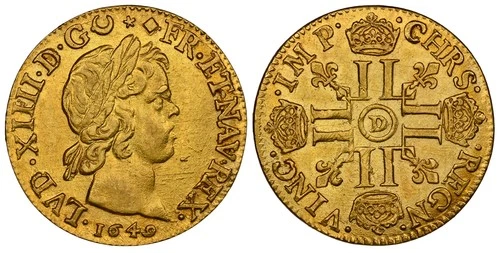 FRANCE. Louis XIV. 1649-D AV Louis d'Or. NGC AU58 Lyon Fr.-415