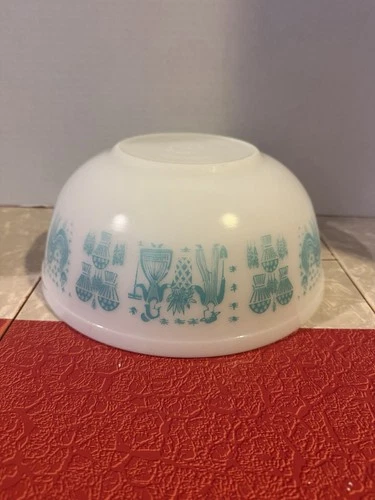 Vtg Pyrex 404 Turquoise Blue Amish Butterprint 4qt Mixing Serving Bowl  Made USA