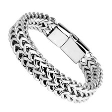 Double Curb Chain Bracelets For Men Stainless Steel Punk