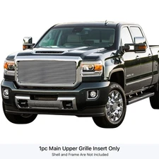 For GMC Sierra 2500 HD 15-18 1-Pc Polished 8x6 mm Horizontal Billet Main Grille
