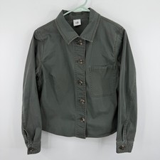 Cabi Utility Jacket Women Medium Gray Button Up Cotton Stretch 5298