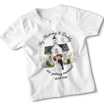 Mama und Papa heiraten Kinder T-Shirt Seite Junge Blumenmädchen Geschenk
