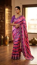 Indian Bollywood Wedding Party Wear Sari Women Blouse Pakistani Designer Saree