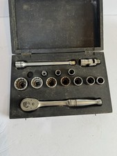 Vintage Snap On 3/8in Socket Set With Ratchet And Swivel In Custom Wooden Box.
