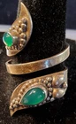 Vtg Artisan Sterling Silver By Pass Green Onyx  Ring 8 1/2" To 9"