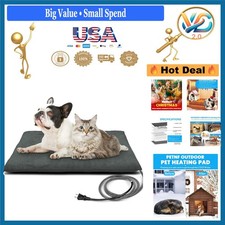 Outdoor Heated Pet Bed with Waterproof Cover for Small Dogs  Cats Grey