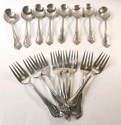 1881 Rogers Stainless Oneida Ltd Silverware Spoons / Forks Lot Of 16 Pieces Set