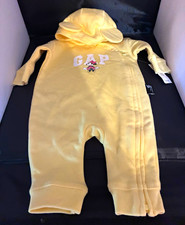 Gap x Disney Minnie Mouse Hooded Zip Coverall Cotton Fleece Yellow 0-3M LS