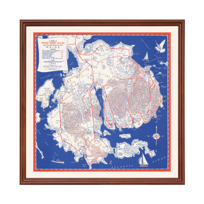 Old Map of Mount Desert Island, ME 1950 - Vintage Mount Dese