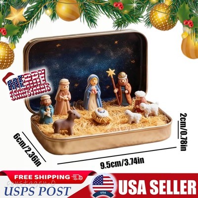 Nativity Figurines In A Tin Pocket Size Jesus Birth Decoration ...