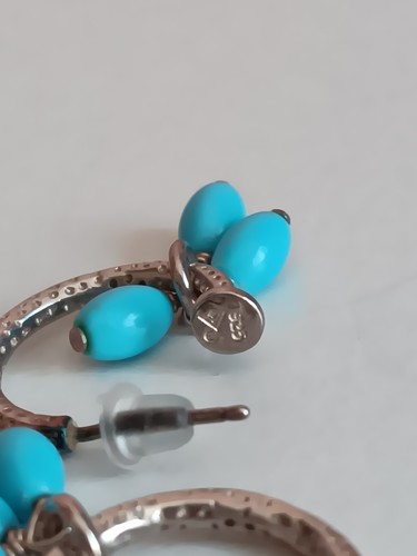 Silpada Sterling Silver 925 Garnet Onyx Turquoise Peridot Beads Hoop Earrings - Picture 4 of 5