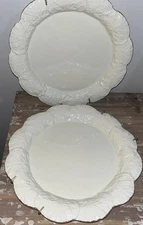 Casafina, Hand Painted, 11” Dinner Plates, Leaf Edged, Numbered