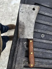 Vtg VILLAGE BLACKSMITH Meat Cleaver Hog Butcher 8" Blade Forged Knife Chef Tool