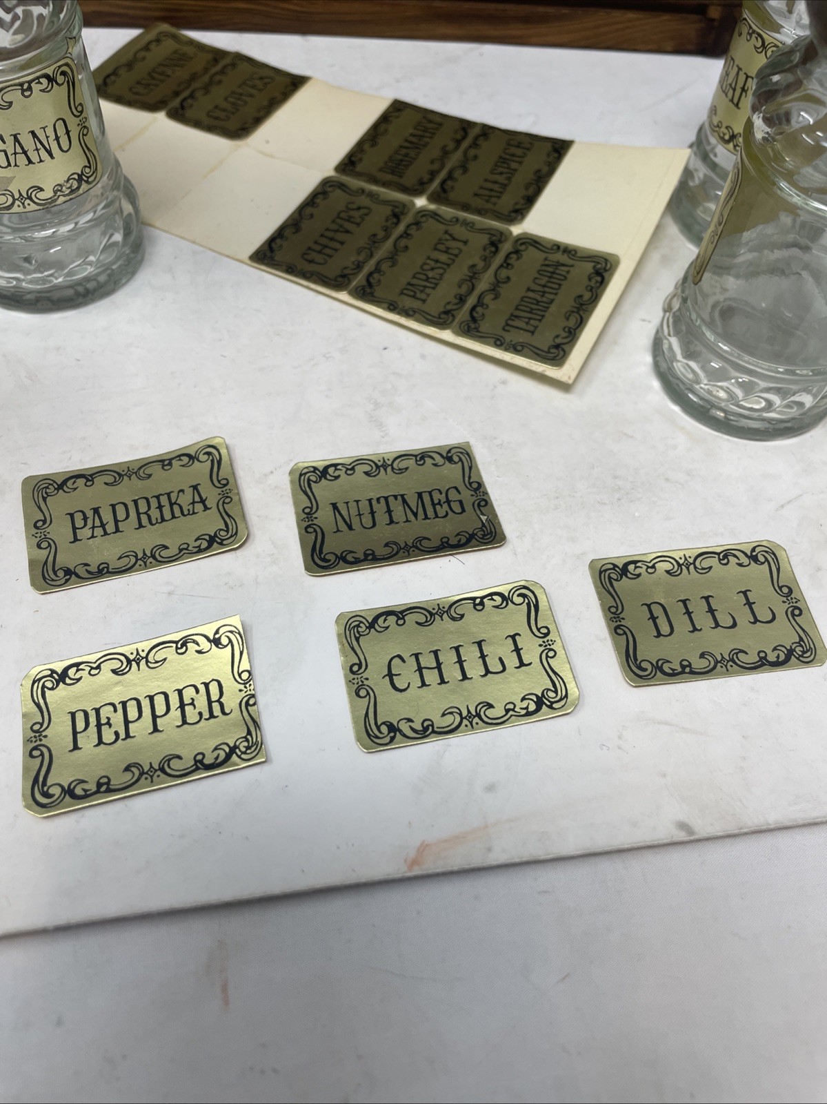 Vintage Wooden Wall Hanging Spices Cabinet & Glass Jars