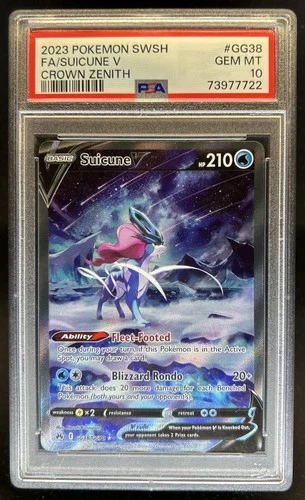 2023 Pokemon SWSH Crown Zenith Suicune V Galarian Gallery #GG38/GG70 PSA 10