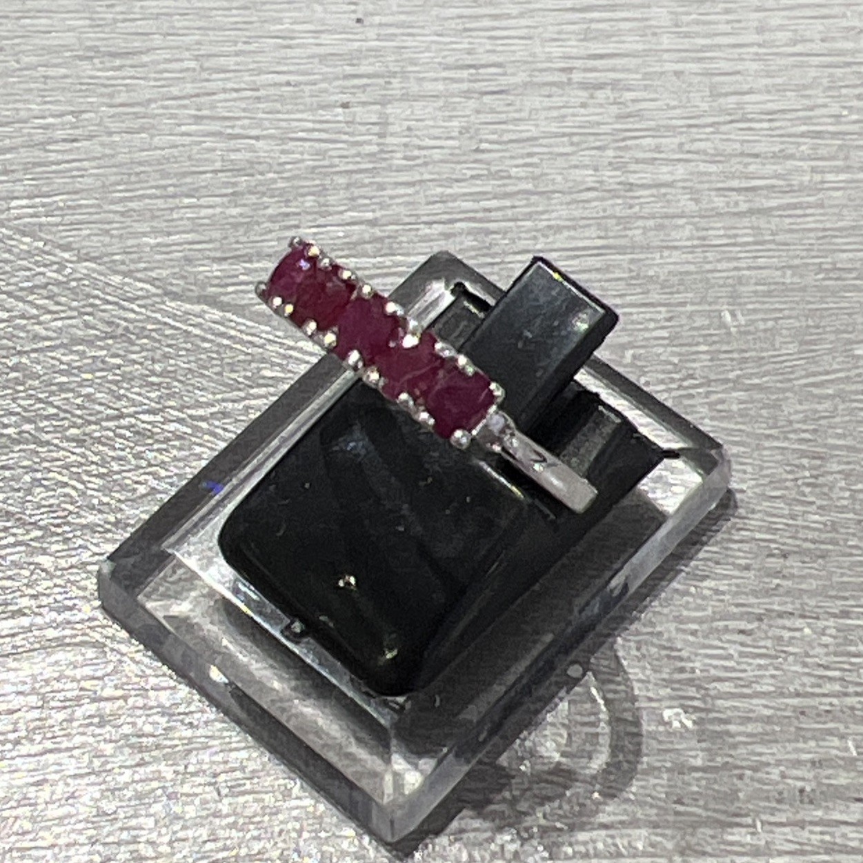 925 Sterling Silver Red Ruby Oval Five Stone Half… - image 4