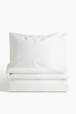 H&M SEERSUCKER Double Size DUVET COVER SET 2 Pillowcases White