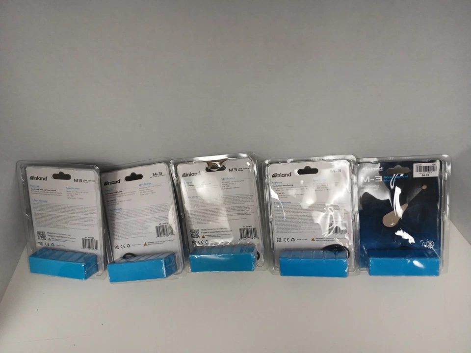 Set of 5 Inland M-3 Wired USB Optical Mice, Computer Mouse - Image 2 of 2