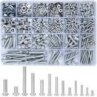 Schraubenset M3-M6 Mit Sechskantmuttern Unterlegscheiben 1080 Teile Silber