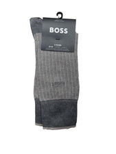 Hugo BOSS Dress Socks Cotton 10-11 One Pair Made Italy Men's Fil d' cosse Gray