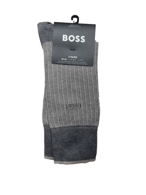 Hugo BOSS Dress Socks Cotton 10-11 One Pair Made Italy Men's Fil d'Écosse Gray
