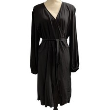 Old Navy Dress Womens XL Black Wrap Midi Lightweight Classic Minimalist  Party