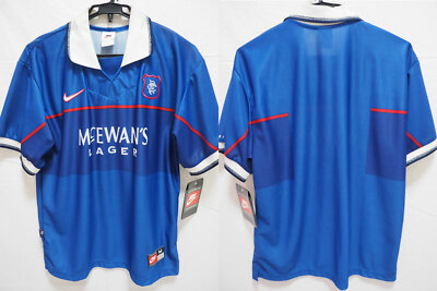 Nike Glasgow Rangers 97/99 サッカーシャツ L 1997-1999 Glasgow Rangers FC Soccer Jersey Shirt Home Mcewan's