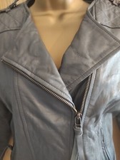 Women 100% Soft Grey Real Leather Jacket By Mint Velvet Size 10 Worn Once.