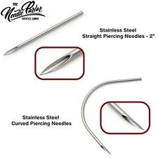 100 pcs Stainless Steel Straight or Curved Piercing Needles 