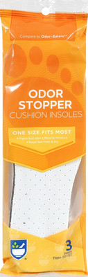 Foot Care Odor Stopper Insoles - 3 Pairs, White, Unisex, Shoe Insert
