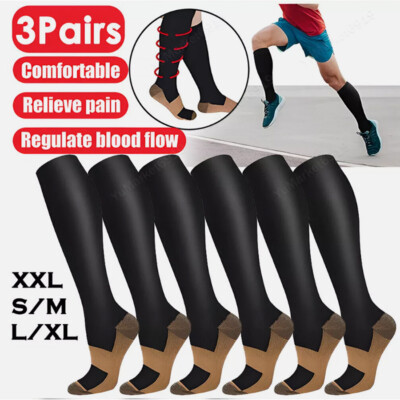 3/6 Medical Compression Stockings Women Men Knee High Graduated 20-30mmHg Socks
