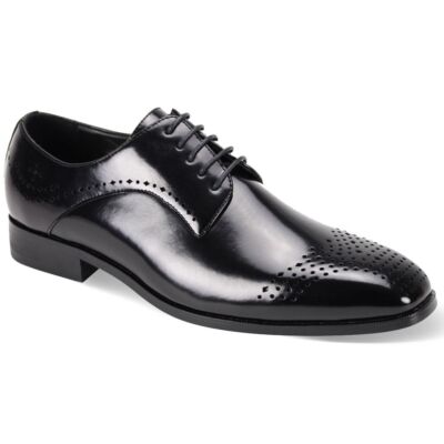 Mens Sophisticated Rich Black Perforated Dress Shoes Antonio Cerrelli 6873