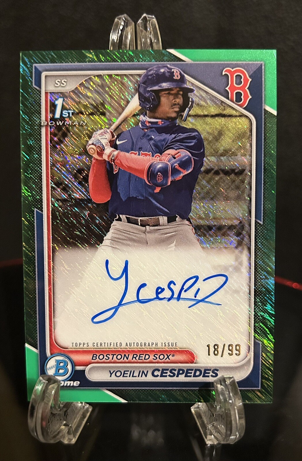 2024 Bowman Chrome YOEILIN CESPEDES 1ST BOWMAN GREEN SHIMMER AUTO 18/99