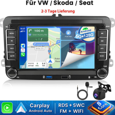 6+128GB Android15 Carplay Autoradio GPS Wifi für VW GOLF 5 6 Passat Touran Polo
