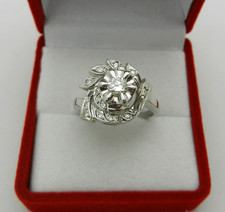 Antique Art Deco 14K White Gold Diamond Cluster Cocktail Ring size 7.25