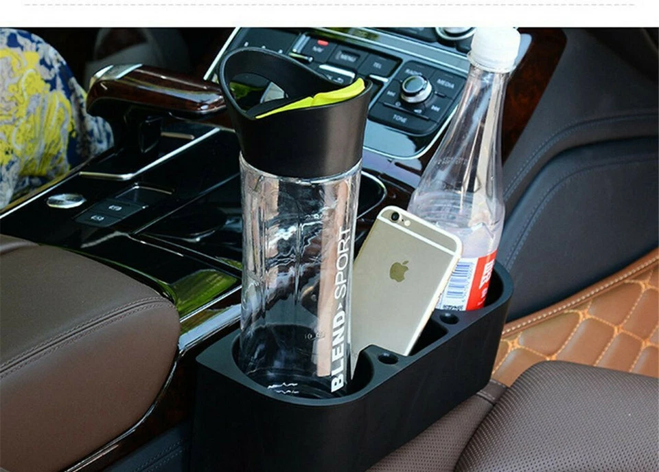 Caja de almacenamiento de asiento con soporte para taza doble para automóvil accesorio de estilo de soporte nuevo Foto 4 de 4