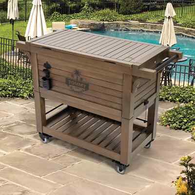 Tommy Bahama 100-quart Rolling Wood Cooler Holds up to 130