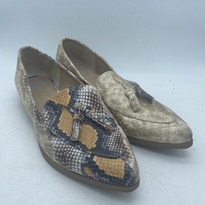 Trender Flat Slip On Pointed Toe Loafers Snake Skin Multicolored Size 7.5