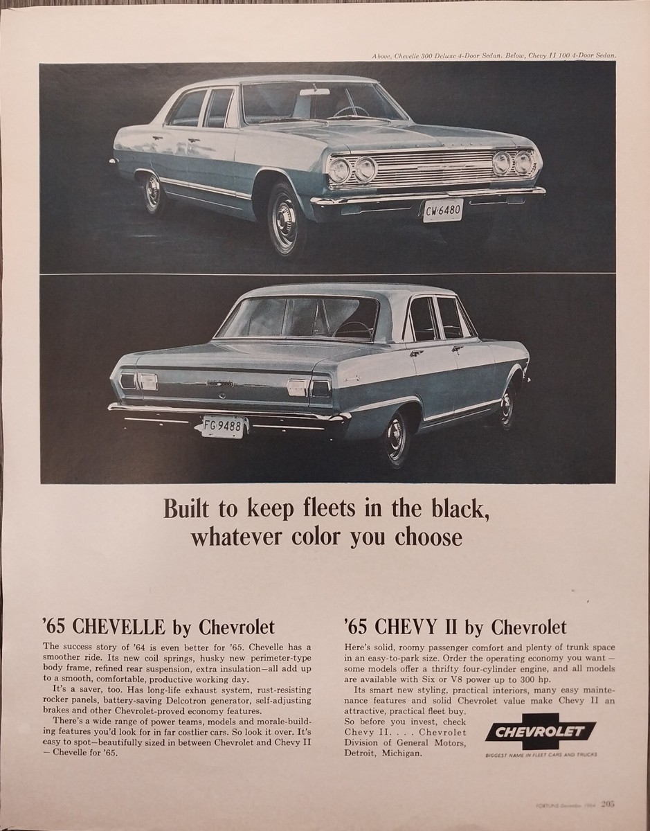 Original 1965 Chevelle AD: Chevelle 300 Deluxe 4-Door and Chevy II