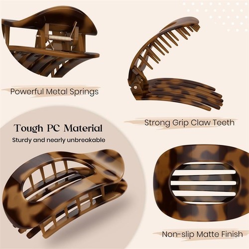 4PCS Flat Hair Clips for Thick Thin Hair, Ellipse Lay Down Claw Clips for Women - Picture 4 of 25