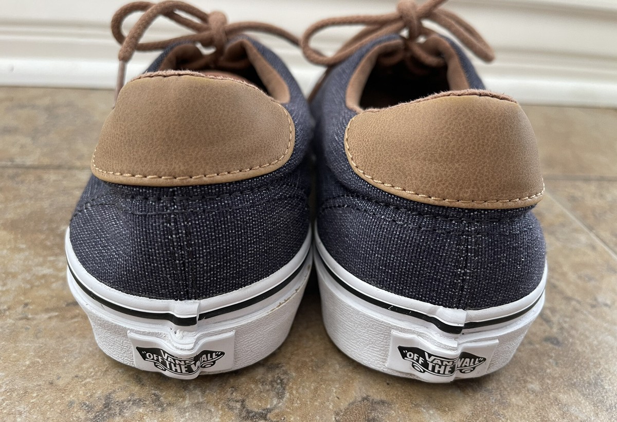 VANS Off The Wall Mens Size 8.5 Gray Canvas Chambray Low Top  display picture 2