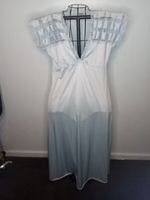 1970s Vintage Jill Andrea of New York Blue Lace Long Nightgown Size Medium