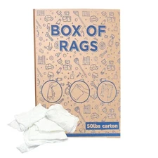 Recycled White Knit 100% Cotton Cleaning Rags 50 lbs. Box 18x18 Multipurpose Use