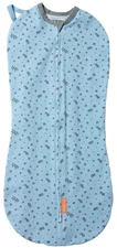 SwaddleMe by Ingenuity Compression Swaddle Pod Two-Way Zipper, Blue, L