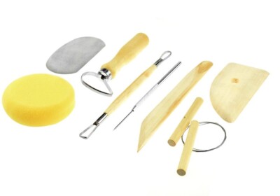 Sona Enterprises 8pc Pottery and Clay Carving Tool Set with Wooden Handles Kit